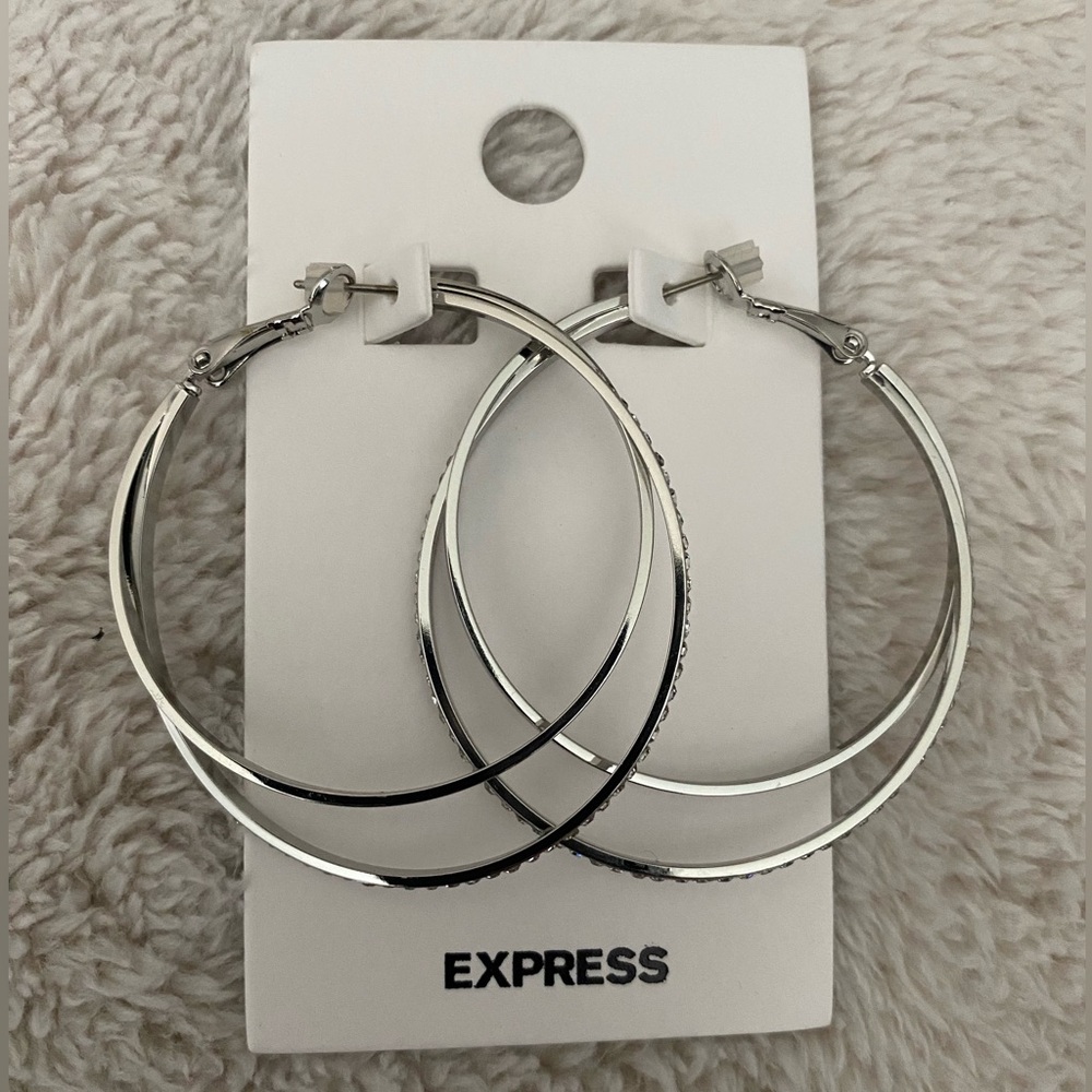 Express Silver Hoop Earrings